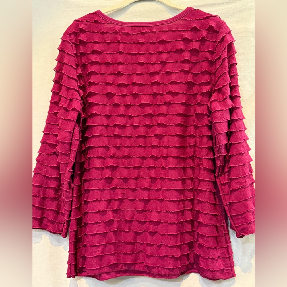 Slinky Brand Raspberry Ruffled Women's Top - Picture 2 of 5
